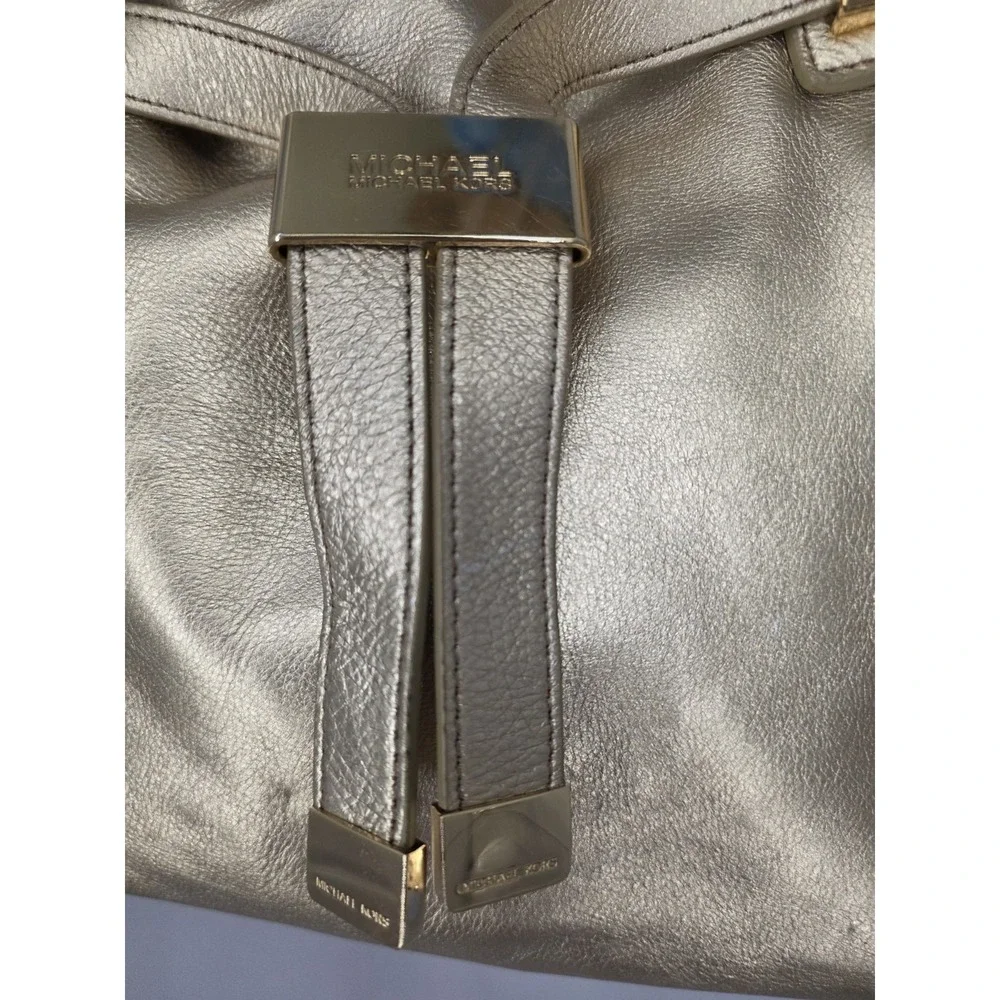 Michael Kors Beverly Metallic Gold Leather Shoulder Satchel Handbag Large